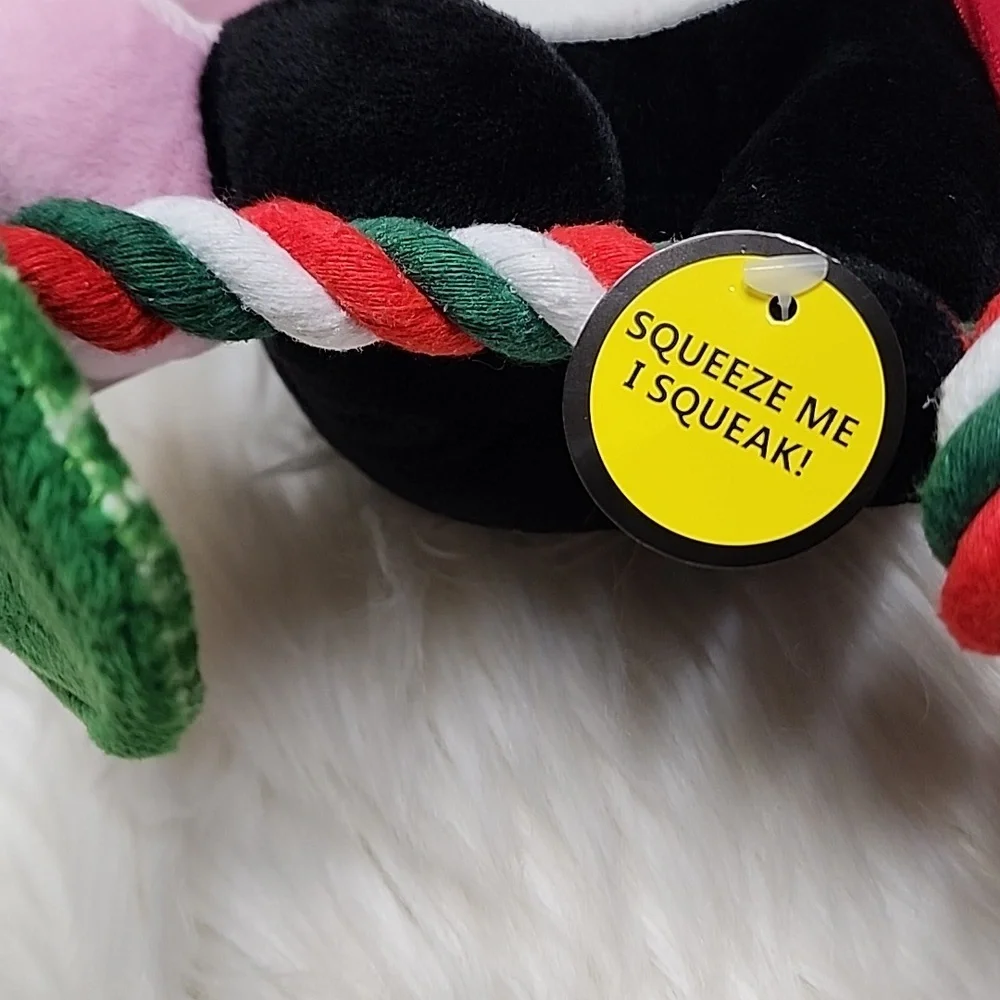 Christmas Penguin On Snowboard Squeaker Dog Toy New With Tags
